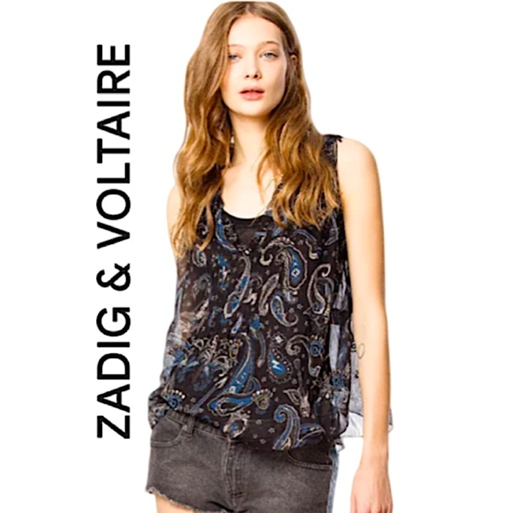ZADIG & VOLTAIRE. EUC. Gorgeous “THYM” Paisley Printed Sleeveless Blouse. Small.